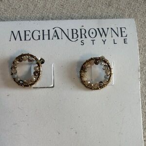 Gold and Brown Beaded Earrings